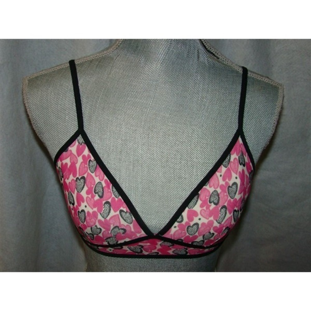 NWT Kensie M Riley Mesh Bralette Pink Black Heart 113742